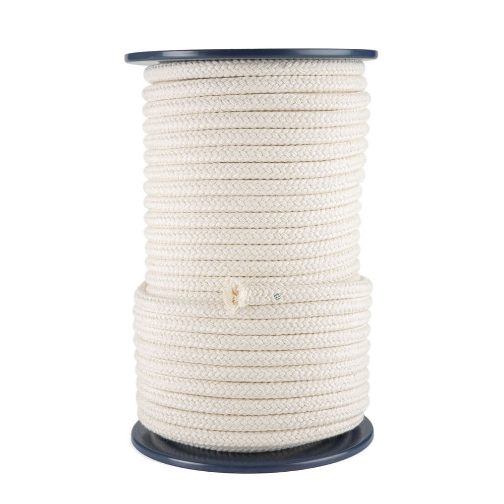 Katoen touw met kern 10 mm ecru haspel 50 meter