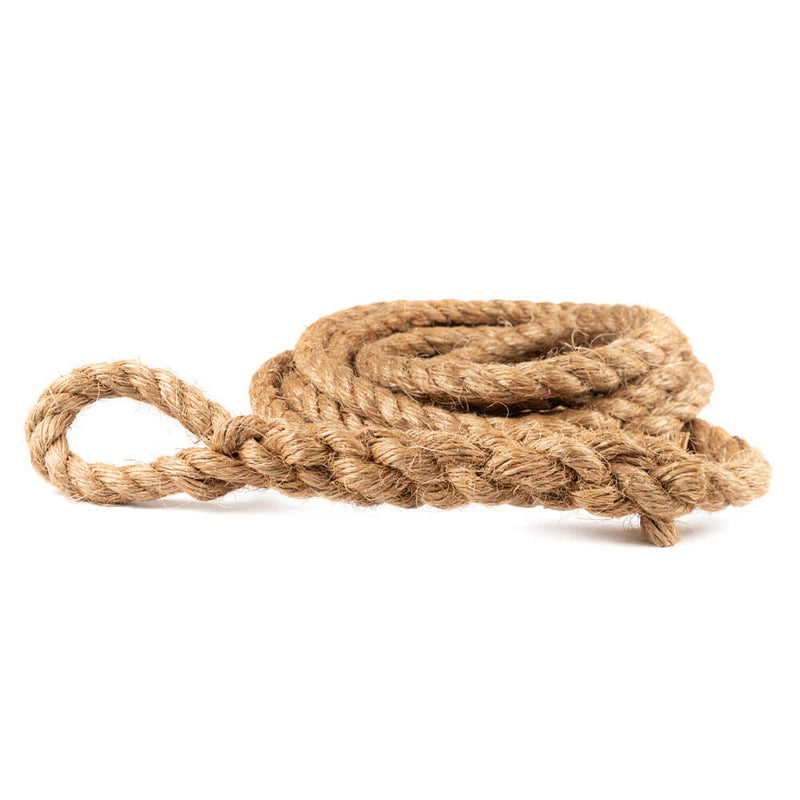 24 mm manilla touw, met lus mooi afgewerkt.