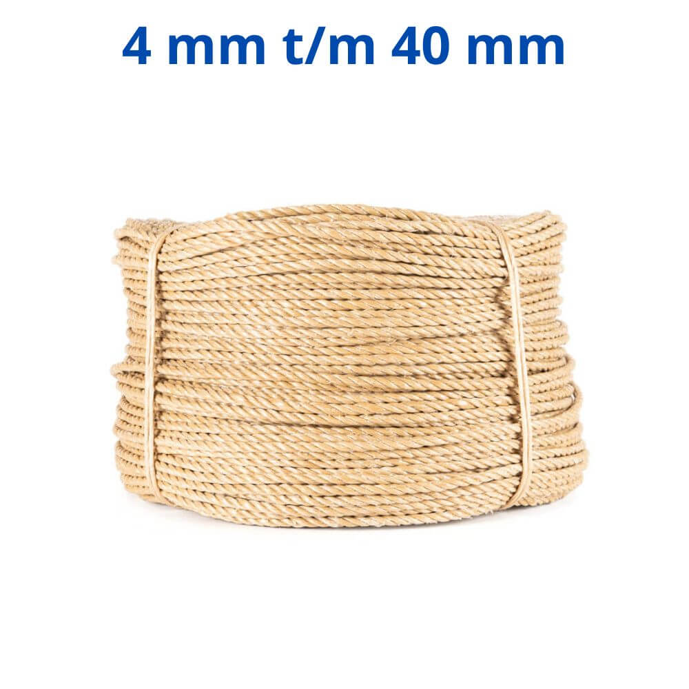 Polyprop touw in manilla / beige kleur 4 t/m 40 mm
