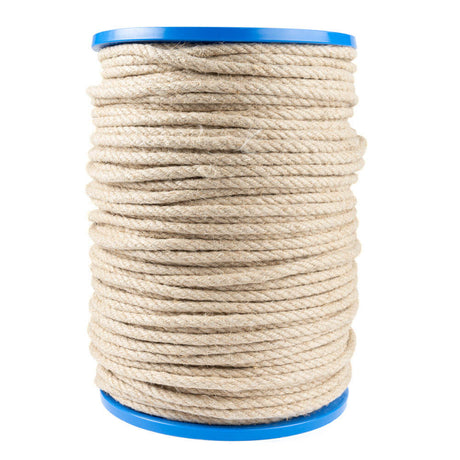 Geslagen hennep touw 8 mm 100 meter - natuurlijk, duurzaam touw op blauwe spoel, ideaal voor decoratie, tuinieren en knutselprojecten