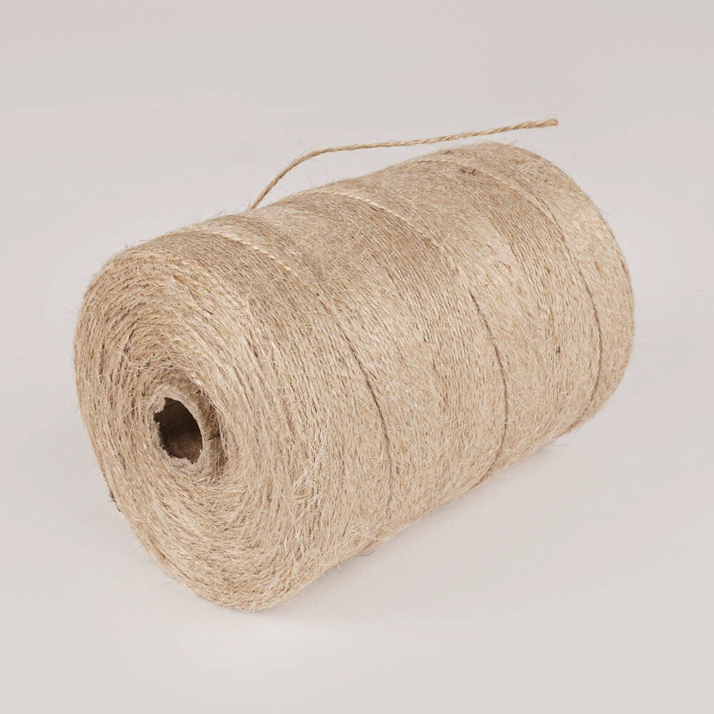Klos jute touw 2 draads, 0,5 kg, circa 450 meter, natuurlijke kleur, ideaal voor het opbinden van bloemen, erwten of groene groenten.