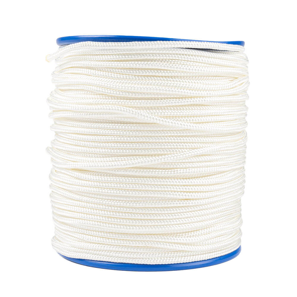 Polyester gevlochten 3 mm Haspel 100 meter wit