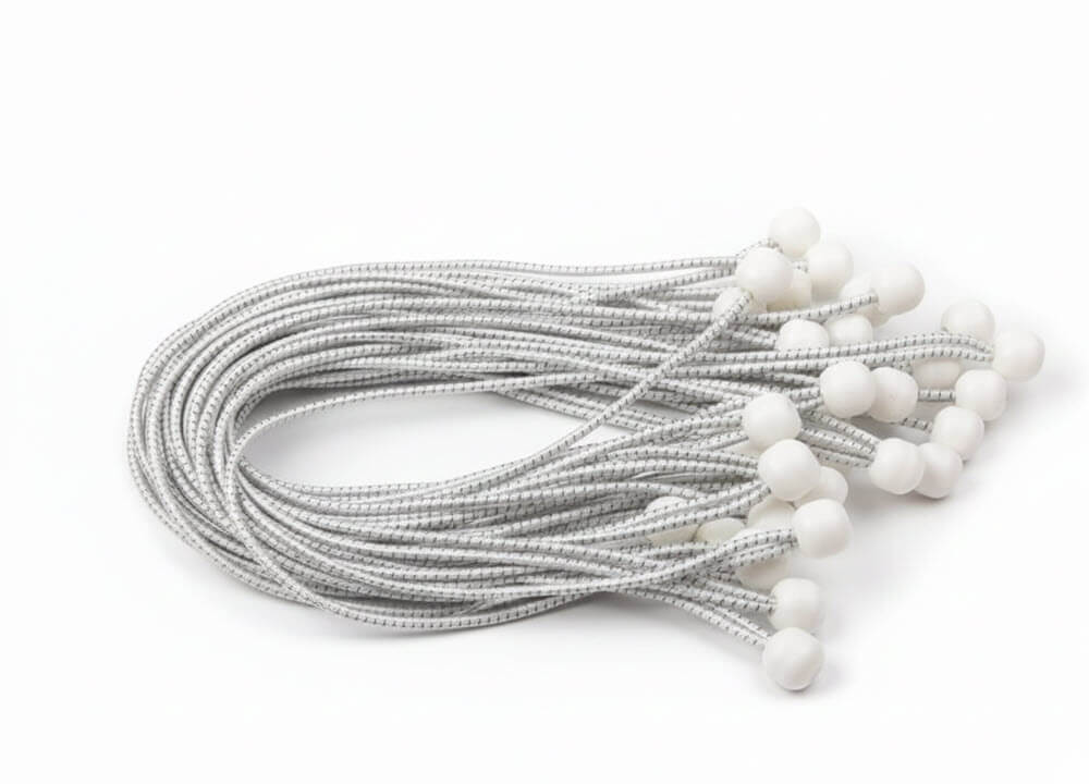 Spanelastiek wit - 60 cm met 2 witte bollen