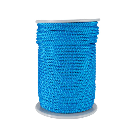 haspel met 100 meter blauw koord van 6 mm dik