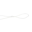 Close-up van wit 1,5 mm Dyneema touw zonder coating, met knoop. IJzersterk (300 kg breekkracht), ideaal voor windvaste screens.
