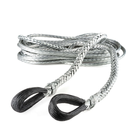 Dyneema T70 lierkabel zilvergrijs van 10 mm dik en 10 meter lang. 9 ton breeksterkte