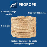 4 mm manilla touw - tros 200 meter