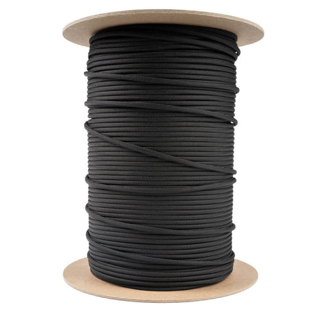Paracord 4 mm zwart op een kartonnen haspel