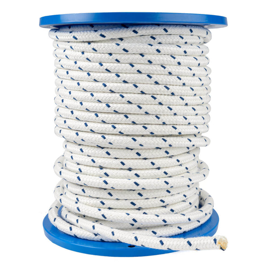 Witte schootlijn van 12 mm met blauwe merkdraad