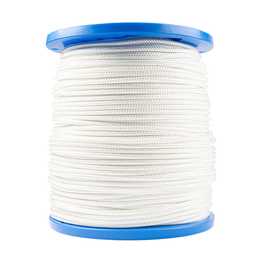 Wit polyester touw 5 mm op haspel van 250 meter voor afzettingen